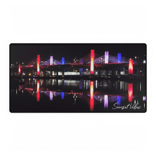 (2 larger sizes) Illuminate Your Workspace: Cityscape Desk Mat, Office Decor, Gamer Accessory