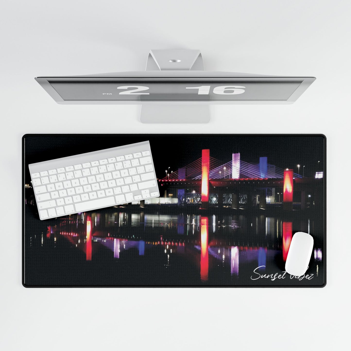 (2 larger sizes) Illuminate Your Workspace: Cityscape Desk Mat, Office Decor, Gamer Accessory