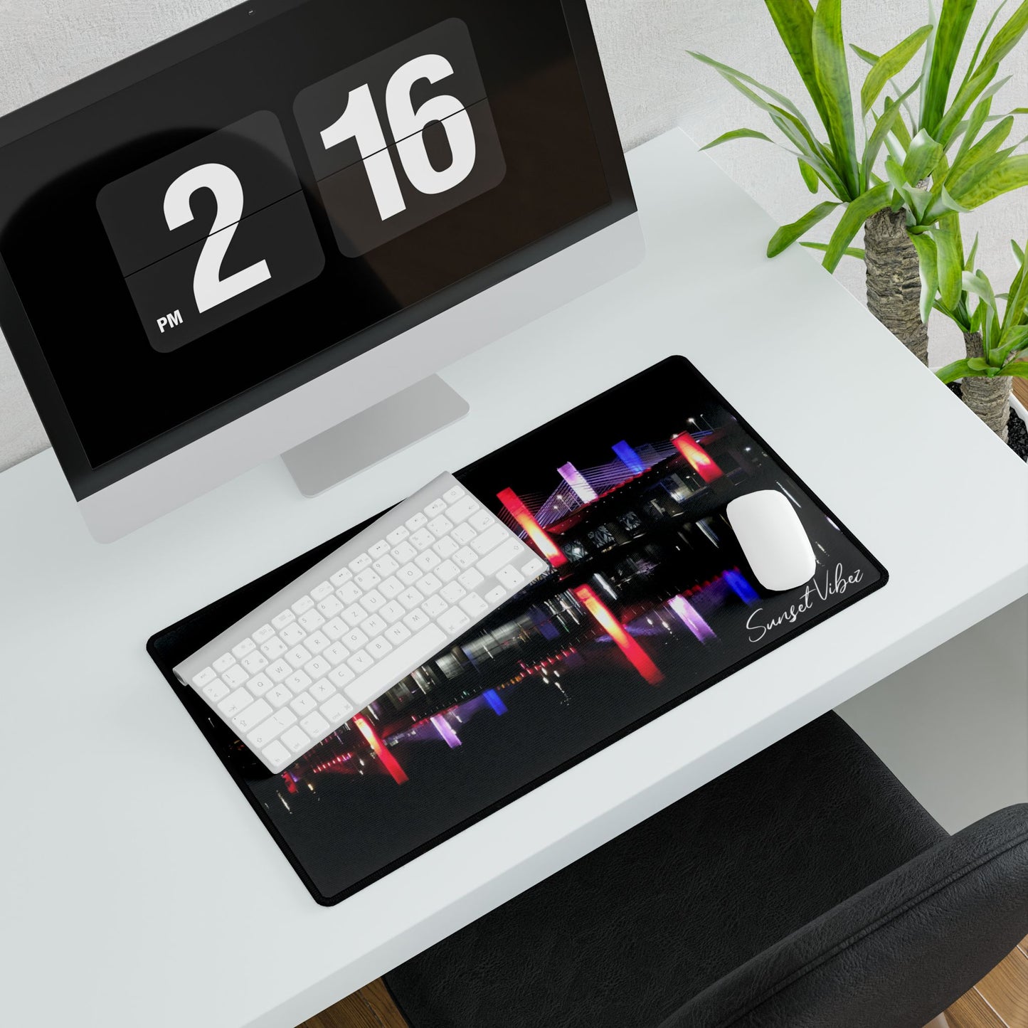 (2 larger sizes) Illuminate Your Workspace: Cityscape Desk Mat, Office Decor, Gamer Accessory